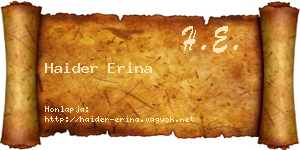 Haider Erina névjegykártya